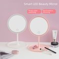 thumbnail image 1 of Premium Rechargeable LED Vanity Mirror with Smart Touch Control - Large Square White Design, 3 Adjustable Color Modes for Day/Night Makeup, Bright Clear Lighting, Space-Saving Desktop Accessory,, 1 of 5