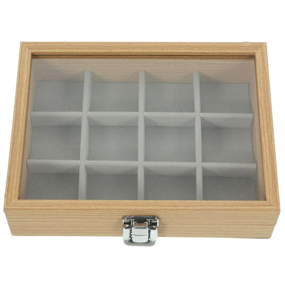 MRLESS Wooden Jewelry Box with 12 Storage Compartments, Transparent Lid and Secure Lock for Convenient Organization