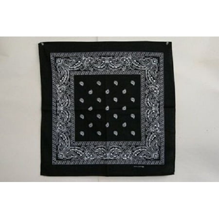 22"x22" Paisley Black bandana Scarf Head Wrap Neck Headband Face Mask Bandanna
