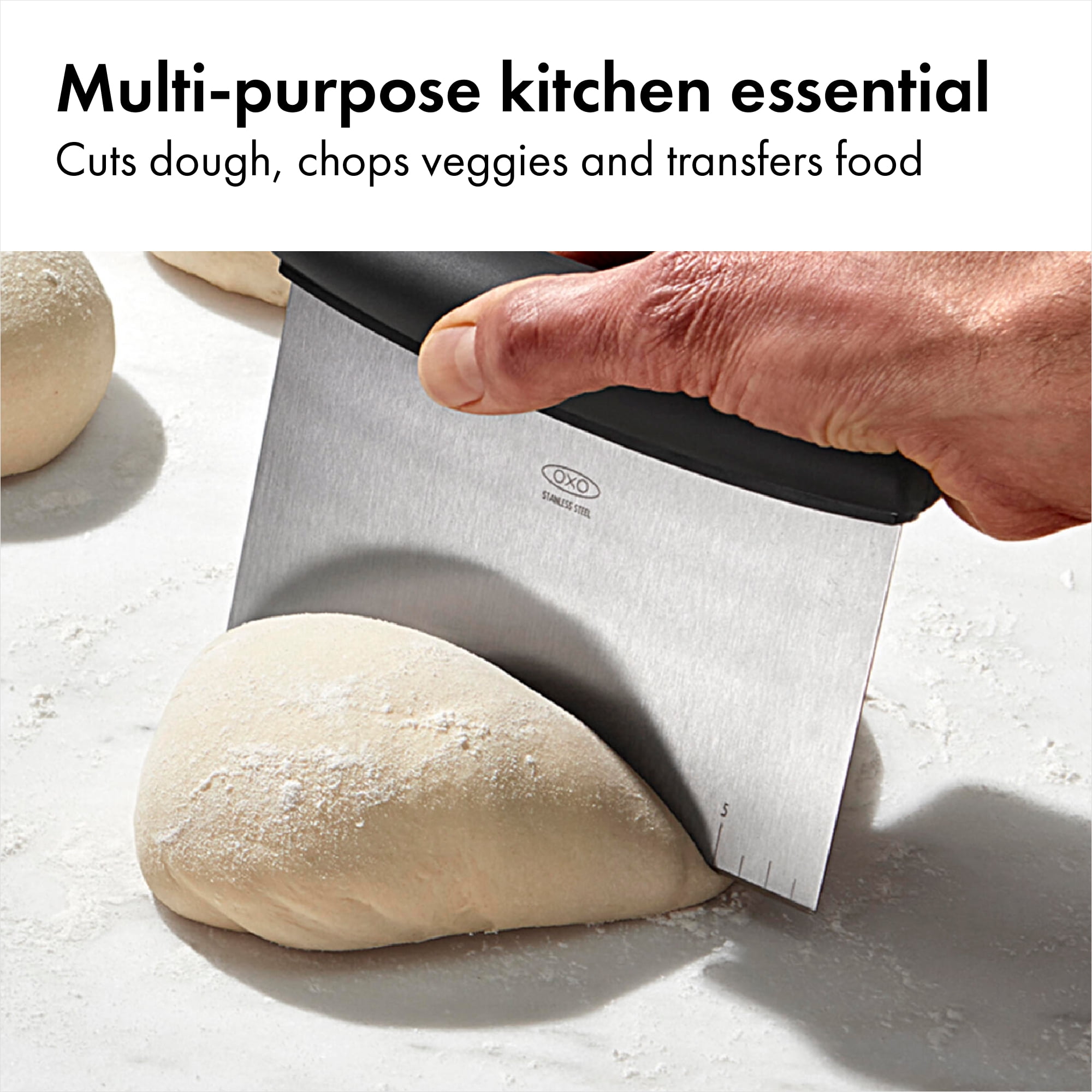 (2 pack) OXO Multi-Purpose Stainless Steel Bench Scraper & Chopper