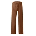 thumbnail image 4 of JIUKE Cotton Linen Pants for Men Casual Solid Color High Waist Straight Leg Baggy Comfy Lightweight Summer Trousers, 4 of 5