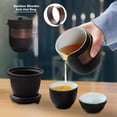 thumbnail image 6 of Ceramic Teapot Travel Tea Set: Portable Tea Set with Travel Bag, 1 Pot 2 Cups Porcelain Tea Cup Set, Mini Tea Pot Set for Home Office Outdoor Camping Picnic (Black), 6 of 11