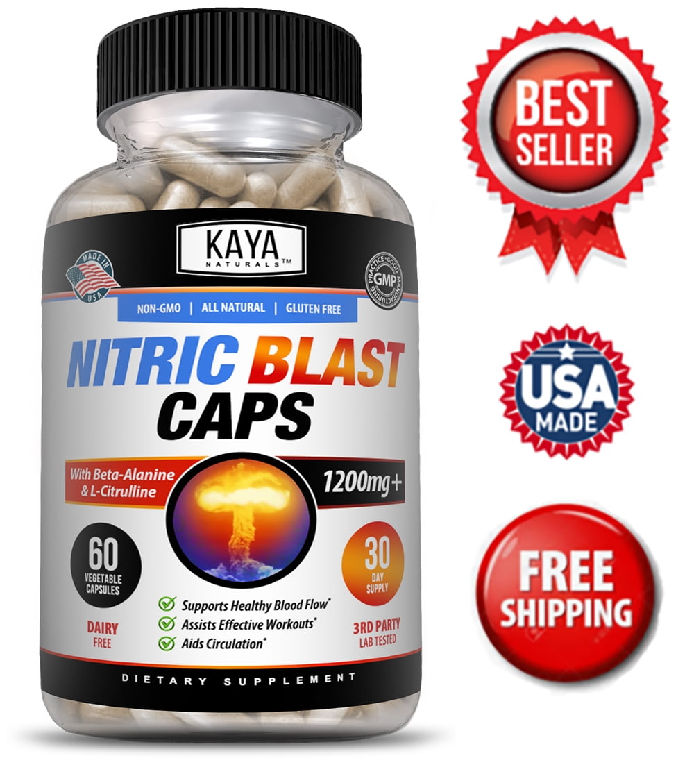 Kaya Naturals Nitric Blast 60ct, L-Arginine  NO2, Natural Testosterone Booster