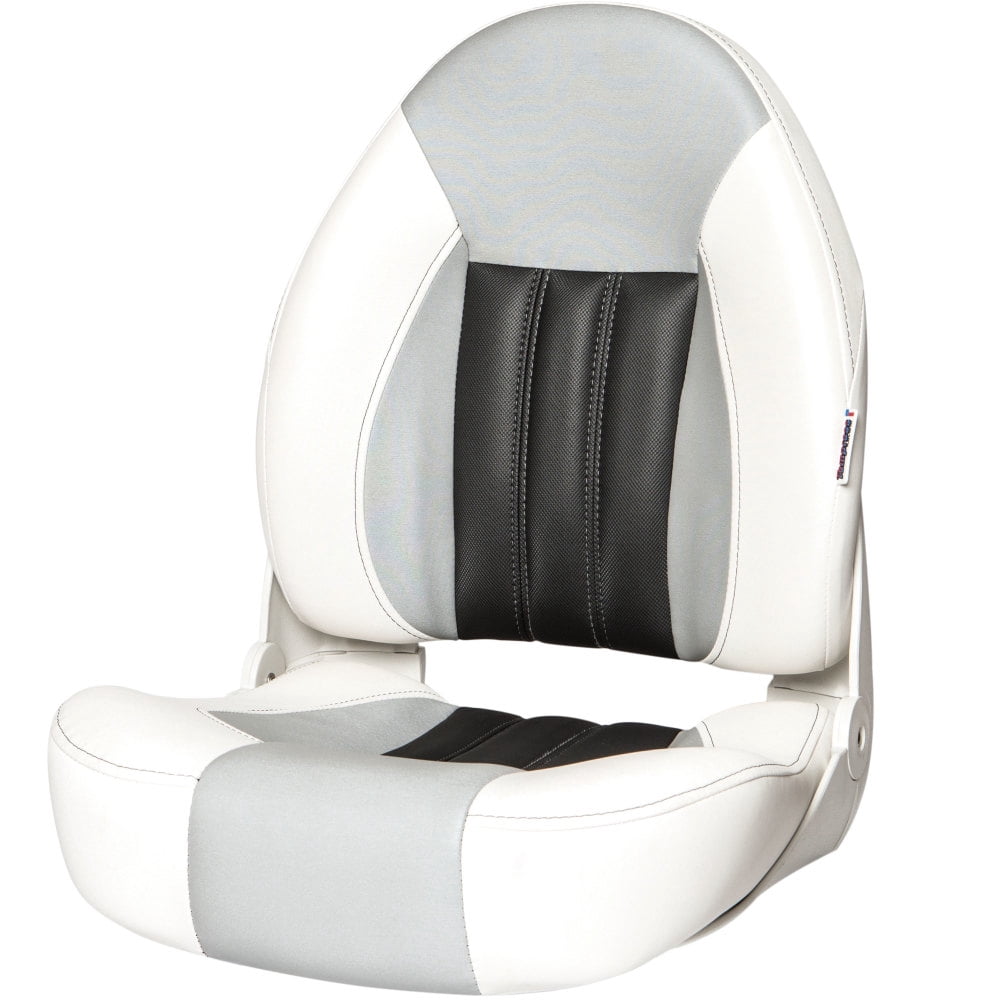 Moeller Heavy-Duty Extra-Wide Boat Helm Seat With Cushion & Mounting Plate – White, 24.5" X 24.25" X 20.5"