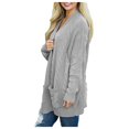 thumbnail image 1 of Women's Long Sleeve Ribbed Knit Cardigan Open Front Casual Sweater Coat Lightweight Outerwear with Pockets, 1 of 7