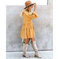 thumbnail image 4 of Cute Shift Robe des Femmes avec Poches Entièrement Doublée Manches Cloche Ourlet V Cou Tunique Swing en Vrac Mini Robe, 4 of 7