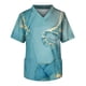 thumbnail image 1 of blusa de trabajo con cuello en v y manga corta con estampado para hombre, top para cuidador con bolsillo en el pecho, azul claro / m, 1 of 3