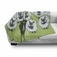 thumbnail image 2 of Cartoon Soft Flannel Fleece Blanket, Composition of Farm Animals Dark Color Sheep Surrounded by White Sheep Pattern, Cozy Plush for Indoor and Outdoor Use, 60" x 80", Green Baby Blue, by Ambesonne, 2 of 5