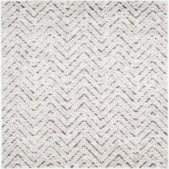 SAFAVIEH Adirondack Altan Chevron Area Rug, Ivory/Charcoal, 6' x 6' Square