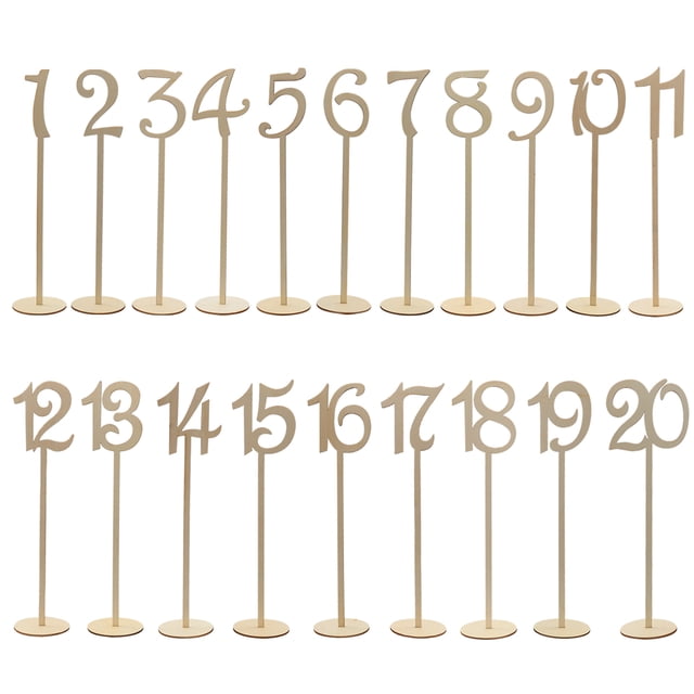 MasteelfCA 20pcs 1-20 Wooden Table Numbers with Holder Base for Wedding or Home Decoration (Wood Color)