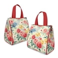 thumbnail image 2 of Pioneer Flower Floral Print Pattern Insulated Lunch Bag for Women & Adults,Large Portable Soft Cooler Lunch Bag,Thermal Food Storage Tote with Pearl Cotton,8.66L,8.75x5.75x9.5 Inch, 2 of 6