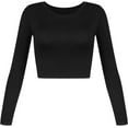 thumbnail image 1 of GHSDFBB Women's Basic Round Neck Long Sleeve Crop Top, 1 of 7