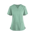 thumbnail image 2 of Womens Scrub Tops V-Neck Tops with Pockets Easy Care Uniforms Green Scrub Top Easy Care Uniforms for Women, 2 of 4