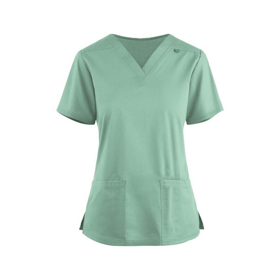 Scrubs Tops for Women V-Neck Tops with Pockets Casual Nursing Uniforms Green Scrub Tops for Women Quick Drying Scrubs for Women