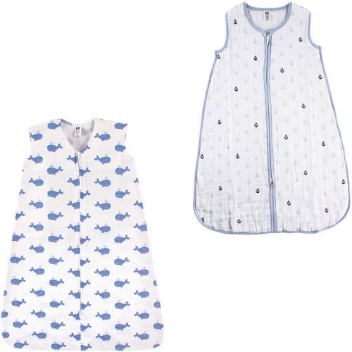 Hudson Baby Boys' Wearable Muslin and Jersey Cotton Sleeping Bag, 2