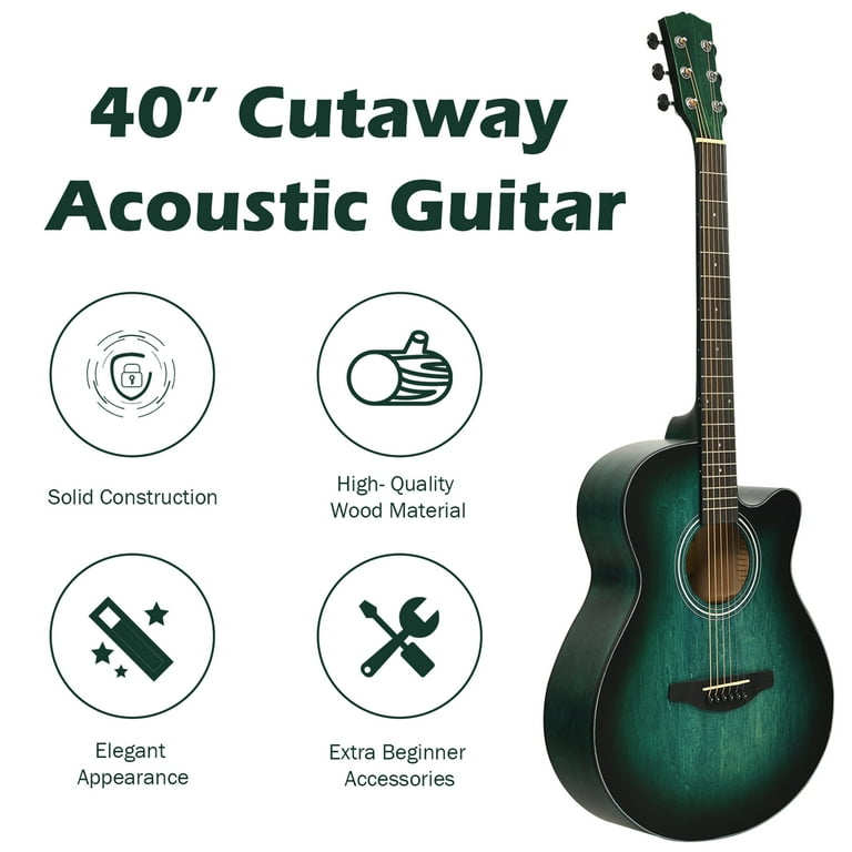 Gymax 40-inch Full Size Acoustic Guitar Kit 6 String Cutaway Folk