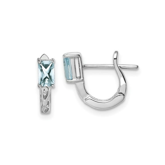Sterling Silver Light Aquamarine Hinged Hoop Earrings 2/5 carat (Ctw) for Women