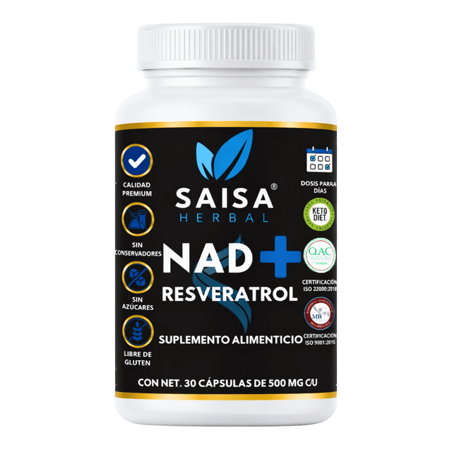 NAD (Nicotinamida Adenina Dinucleótido) + Resveratrol 30 Cáp SAISA HERBAL