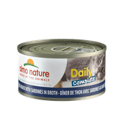 Angle View: (12 Pack) Almo Nature Daily Complete Tuna Dinner with Sardines in Broth Grain Free Wet Canned Cat Food 2.47 oz. Cans