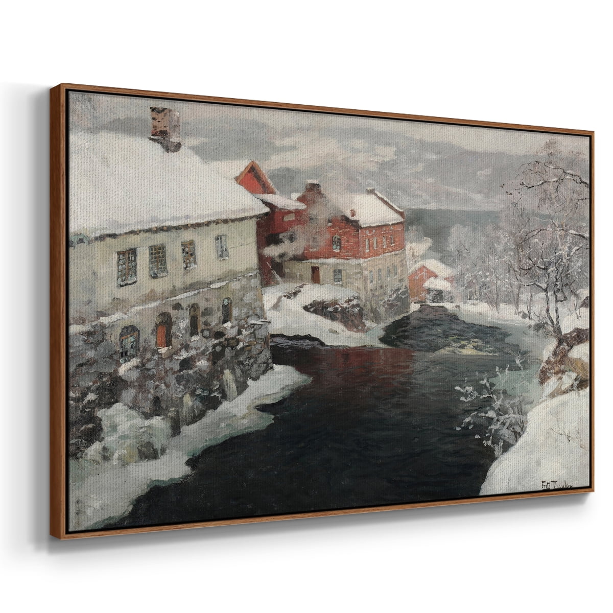 Vintage Landscape-CCLXXXIV By Wexford Home Framed in Walnut Wood Gallery Wrapped Canvas 25 in. x 37 in.