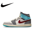 thumbnail image 3 of Zapatillas de baloncesto Nike Air Jordan 1 MID Trendy Retro Mid Top para hombre en color azul y blanco, 3 of 5