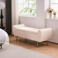 thumbnail image 3 of Teddy Storage  for Bedroom, 57" Extra Long Boucle  for King Size Bed, Modern Upholstered End of Bed Ottoman  with Arms and Gold Legs for Entryway Living Room (Ivory), 3 of 9