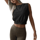 thumbnail image 2 of Camiseta Deportiva Corta para Mujer, , Sin Mangas, para Yoga, Correr, Gimnasio, Algodón, Color Negro, Talla XL, 2 of 7