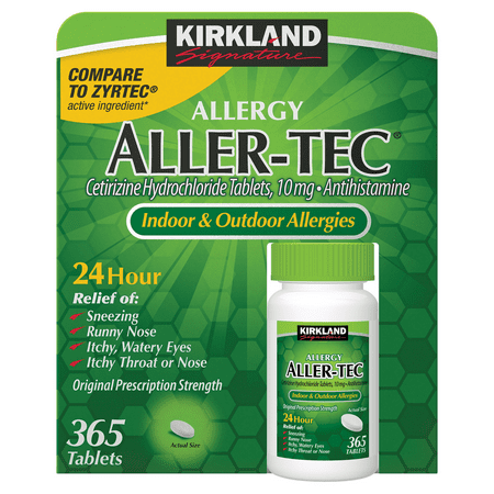 K.S Aller-Tec Non-Drowsy Cetirizine HCL/Antihistamine 365 Tablets