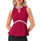 thumbnail image 1 of INSPIRAR CHIC Blusas sin mangas de cuello halter con cuentas y abertura en forma de llave, peplum, color burdeos, 1 of 5