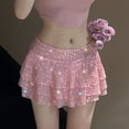 thumbnail image 3 of Women's Sequin Ruffle Layered Mini Skirt Sexy Party Skirt For Club Wear Twill on Midi Skirt 12 Drop Bed Skirt Tennis Skirts Metallic Mini Skirt Long Jean Skirts for Women Adult Skirts for Women Tennis, 3 of 6