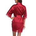 thumbnail image 3 of Women Lingerie Robe Satin Lace Trim Sexy Kimono Robes with Ties, 3 of 3