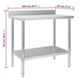 thumbnail image 4 of vidaXL Kitchen Work Table with Backsplash 100x60x93 cm Stainless Steel, 4 of 5