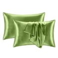 thumbnail image 2 of dgysar Icy Silk Pillowcase Set of 2, Soft Breathable Smooth Cooling Pillow Cover for Hair and Skin, Hidden Zipper, Standard Size Light Green 2 pieces, 20*26 inches, 2 of 8
