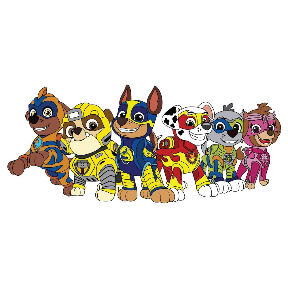 Mighty Pups Paw Patrol Wall Decal 40"x18" Colored Dog Bedroom