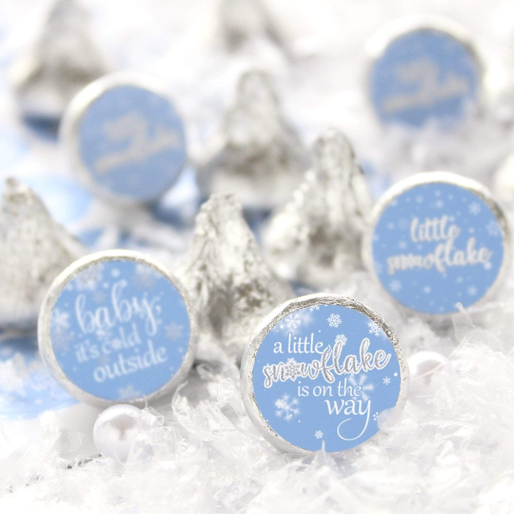 Snowflake Favor Labels Winter Baby It's Cold Outside Baby Shower Stickers