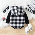 thumbnail image 4 of Body De Bebé Canastilla Onesies Para Niños Pequeños Otoño Primavera Niñas Niños Plaid Con Capucha Mameluco Manga Larga Botón Sudadera Monos Negro Odeerbi LM103-6871, 4 of 9