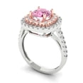 thumbnail image 2 of Clara Pucci 14K White/Rose Gold Solid Gold Pink Solitaire with Accents Anniversary Ring for Women - 1.615 cttw Round Cut, 2 of 8