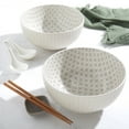thumbnail image 3 of INFUSE 2 Piece Set of Large 58 oz. Stoneware Ramen Noodle Bowls Pho Soup Dinner, Cream Stars, 3 of 7
