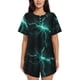 thumbnail image 1 of Fotbe Green Lightning Flash Conjunto de Pijama Estampado para Mujer, 2 Piezas, Ropa de Dormir con Camiseta de Manga Corta y Shorts Suaves-Small, 1 of 6