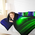 thumbnail image 4 of Feelyou Neon Glowing Lightning Queen Comforter Set, Blue Green Stripes Abstract Bedding Sets, Teens Kids Boys Girls Reversible Bedding Comforter Set, Ultra Soft Bedroom Decor, 3pcs, 4 of 8