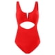 thumbnail image 2 of Gibobby Trajes de Baño Mujer Traje de baño dividido de bikini de talle sexy con cuello en V sólido casual para mujer(Rojo,G), 2 of 4