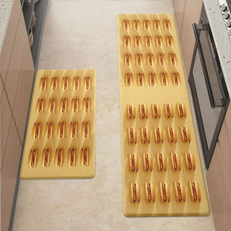 

Anti Fatigue Kitchen Mat Hamburgers Sets of 2 Kitchen Rugs Non Slip Cushioned Standing Mat for Sink Floor Laundry Office Desk 2X Mid 17.3 x 29