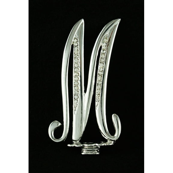 Silver Rhinestone Monogram Wedding Cake Topper Top Letter Initial"M"