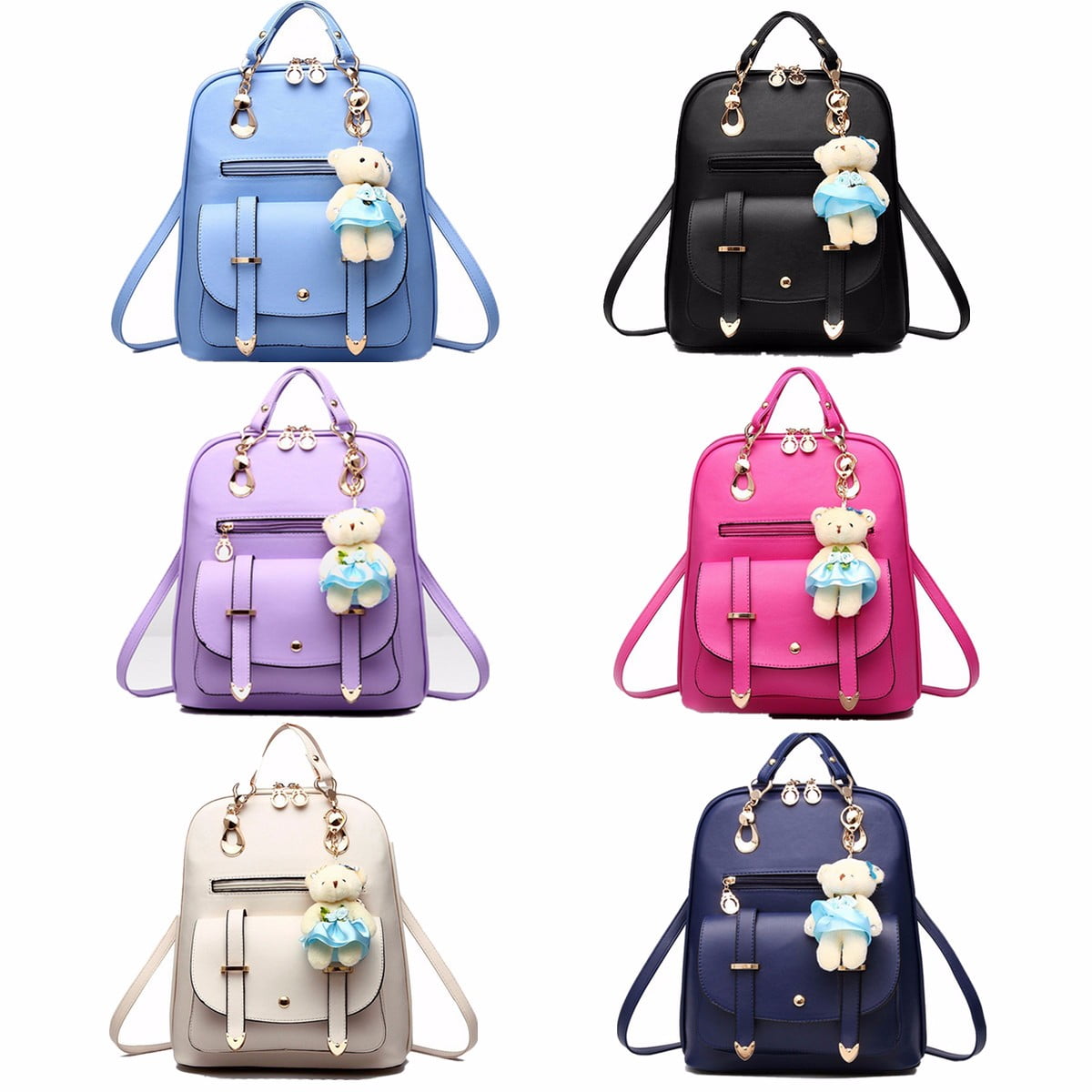 women's fashion casual pu leather backpack