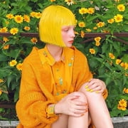 Spencer Short Bob Hair Wigs Straight with Flat Bangs Synthetic Colorful Daily Cosplay Anime Halloween Party Hair Wig for Women, Red