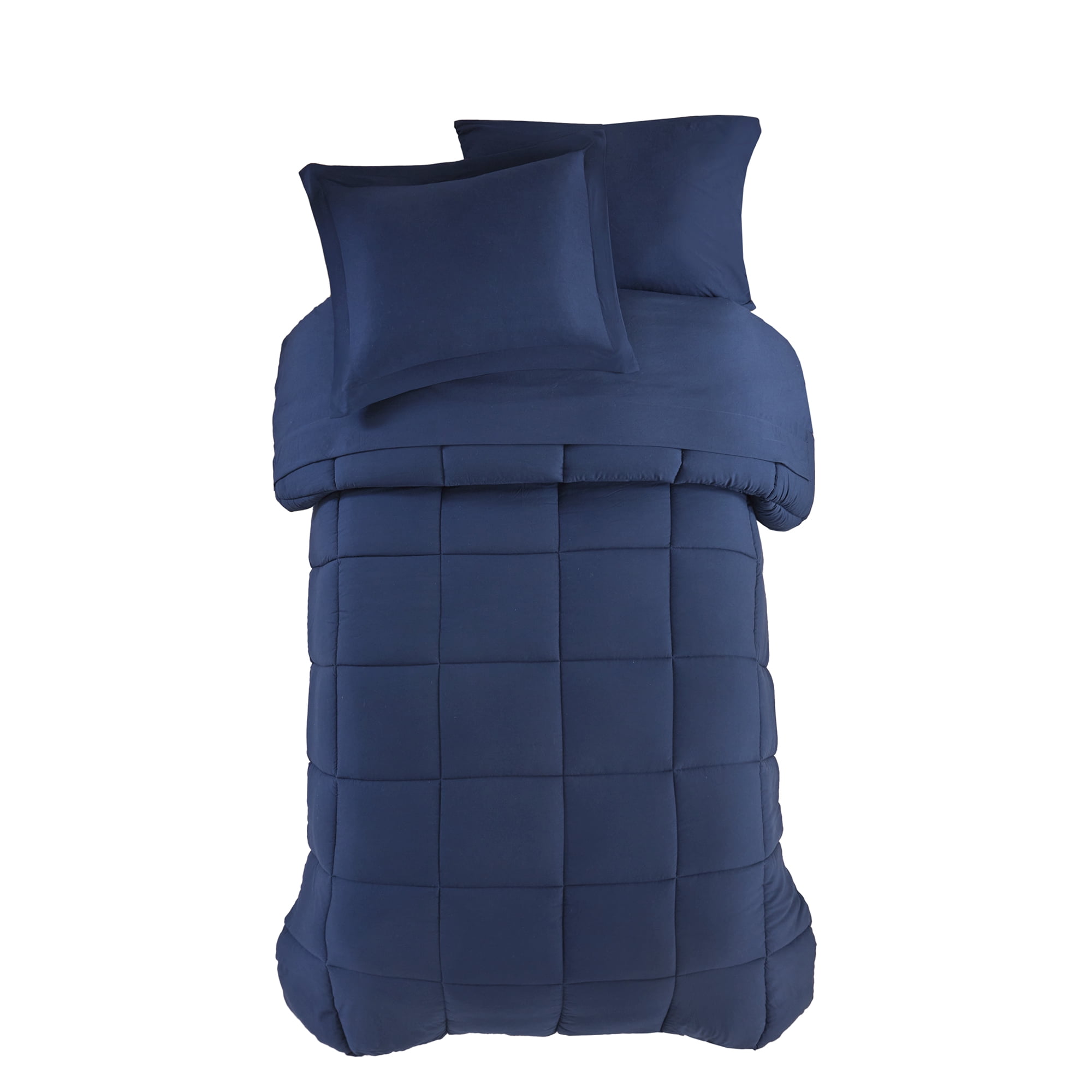 Mainstays All in One Down Alt Reversible Comforter and Sheet set- 5 Piece, Twin, Navy