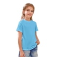 thumbnail image 4 of Lumtrix Girls Shirts Short Sleeve Soft Cotton T-Shirts Plain Tees Loose Fit Tops Clothes For Teen Girls Light Blue 100, 4 of 5