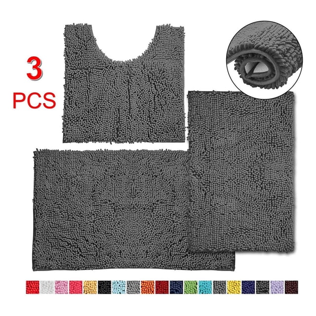 de 3 piezas de alfombras de , alfombra de antideslizante suave, alfombrillas de peludas absorbentes para , bañer , oscuro BLESIY alfombra de baño