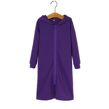 

NIUREDLTD Toddler Girls Winter Hooded Home Dress Zippered Nightdress Comfortable Nightgown Long Home Dress