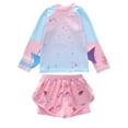 thumbnail image 2 of HWJAD 3-9T Girls' and Toddler 2-Piece Rashguard Swimset Bathing Suit Long Sleeve Swimsuit with Shorts Swimwear,Mermaid, 2 of 7